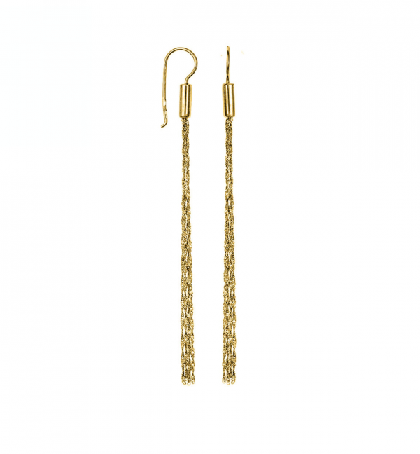 Yellow Gold Tassel Earrings onlyway jewelry