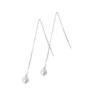 pearl pull through sterling silver earrings onlyway jewelry