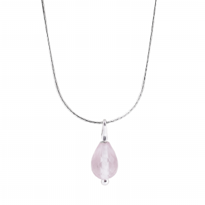 rose quartz pendant sterling silver chain onlyway jewelry