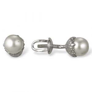 Screw Back Pearl Studs Earrings onlyway jewelry