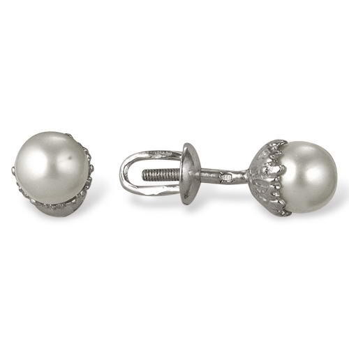 Screw Back Pearl Studs Earrings onlyway jewelry