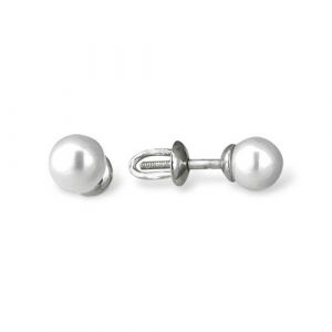Screw Back Pearl Studs Earrings onlyway jewelry sterling silver