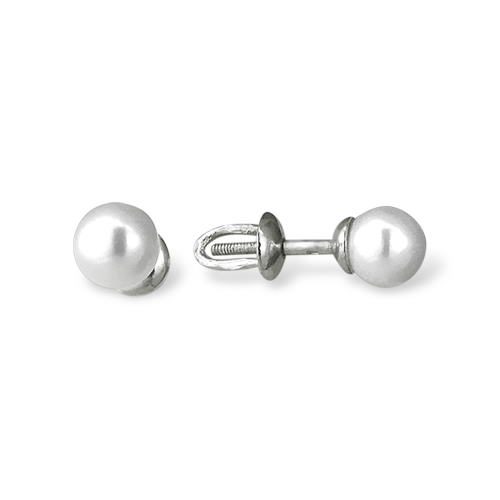 Screw Back Pearl Studs Earrings onlyway jewelry sterling silver