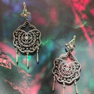 Enchanted Garden Silver Drop Earrings Artisan Hand crafted Onlyway Jewelry