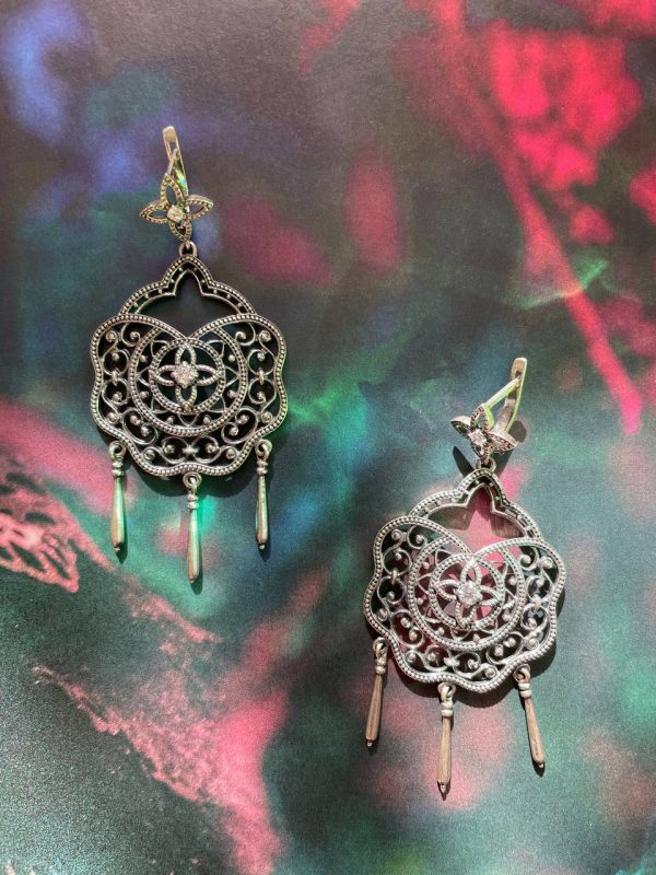 Enchanted Garden Silver Drop Earrings Artisan Hand crafted Onlyway Jewelry